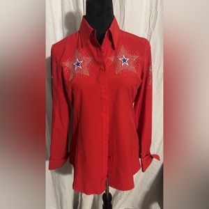 Red Patriotic Rodeo Queen Button Up